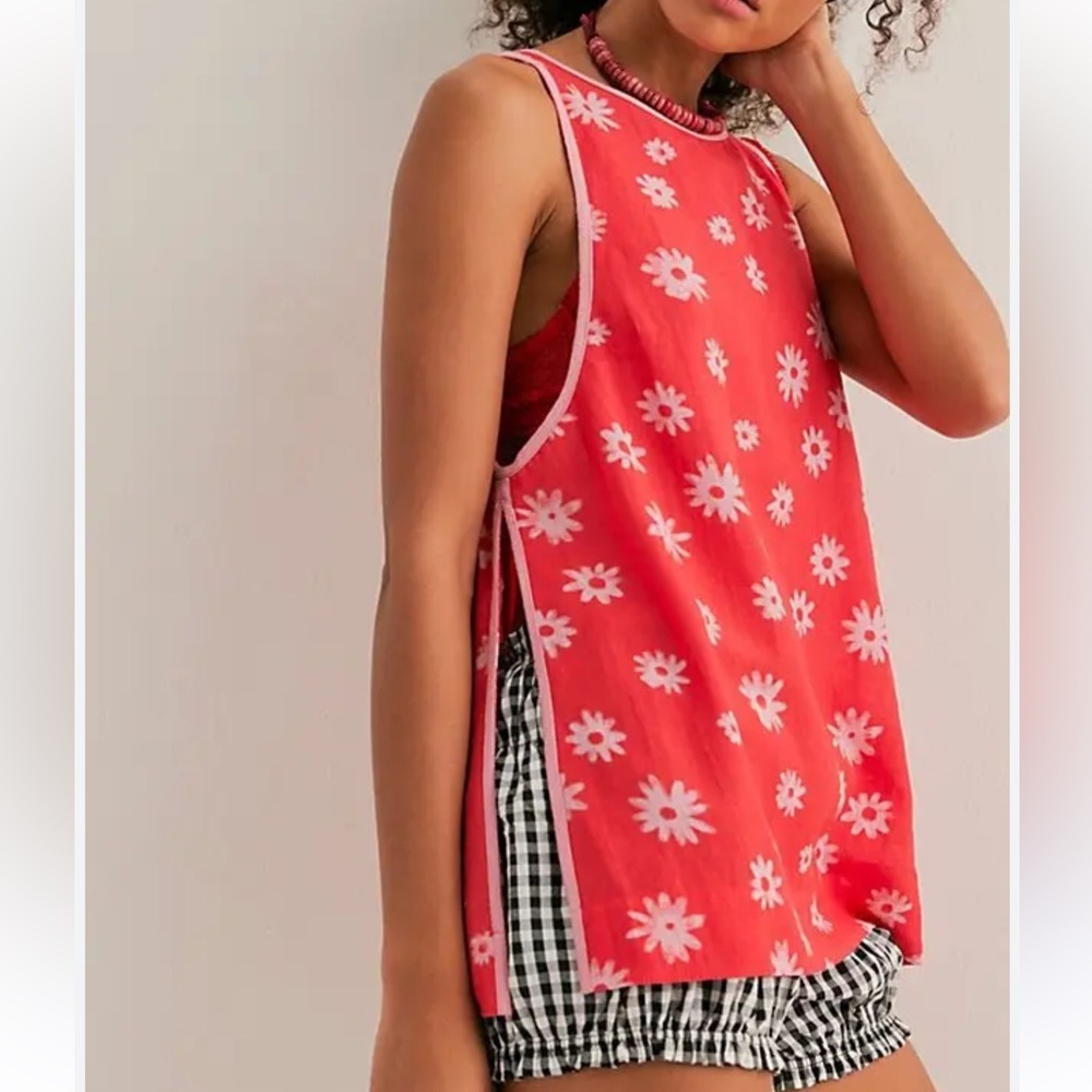 Free People Red Floral Sleeveless Set - Picture 2 of 9